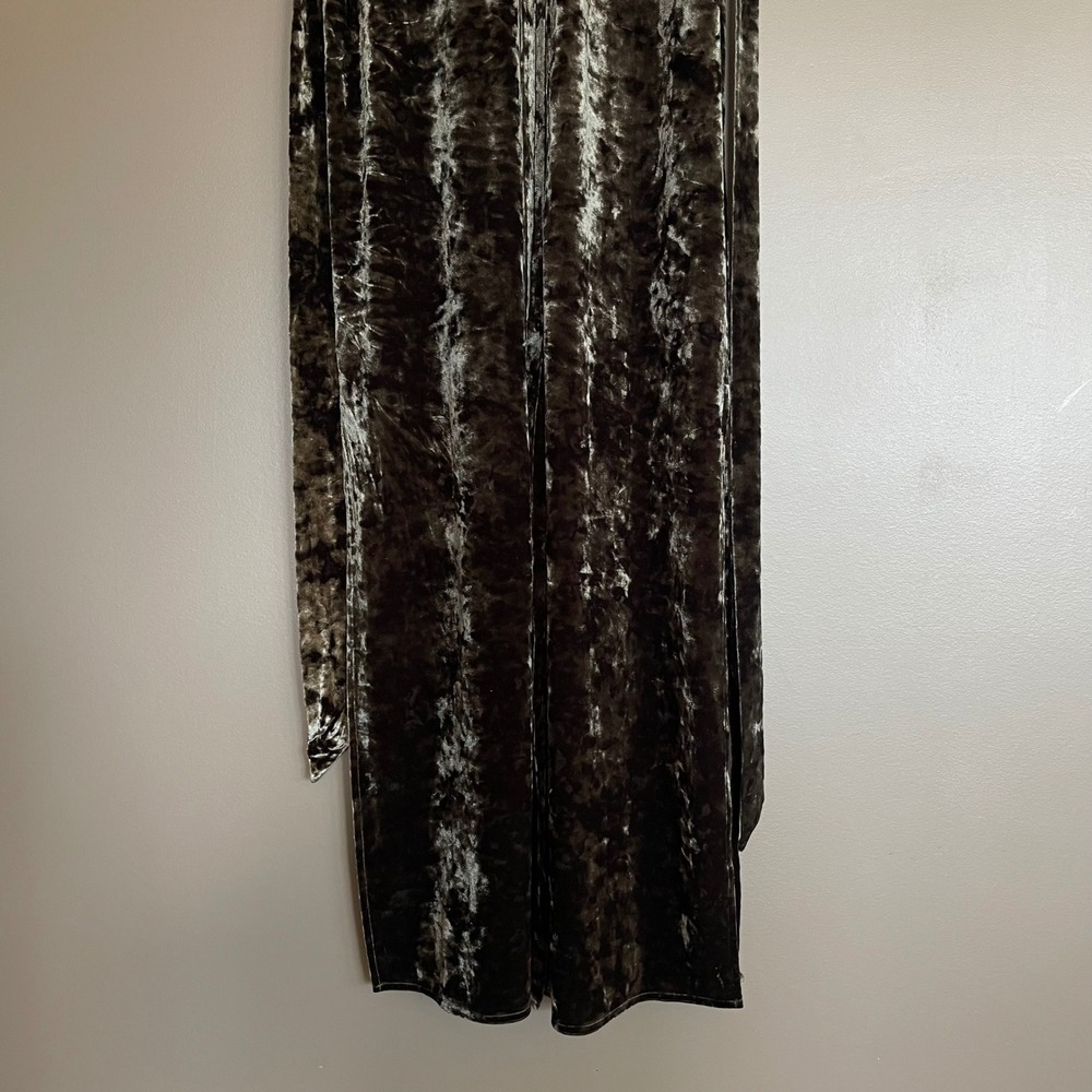 L'Agence Cameron Velvet Maxi Shirt Dress Green Size Small Long Sleeve Chic Sexy - Picture 6 of 16